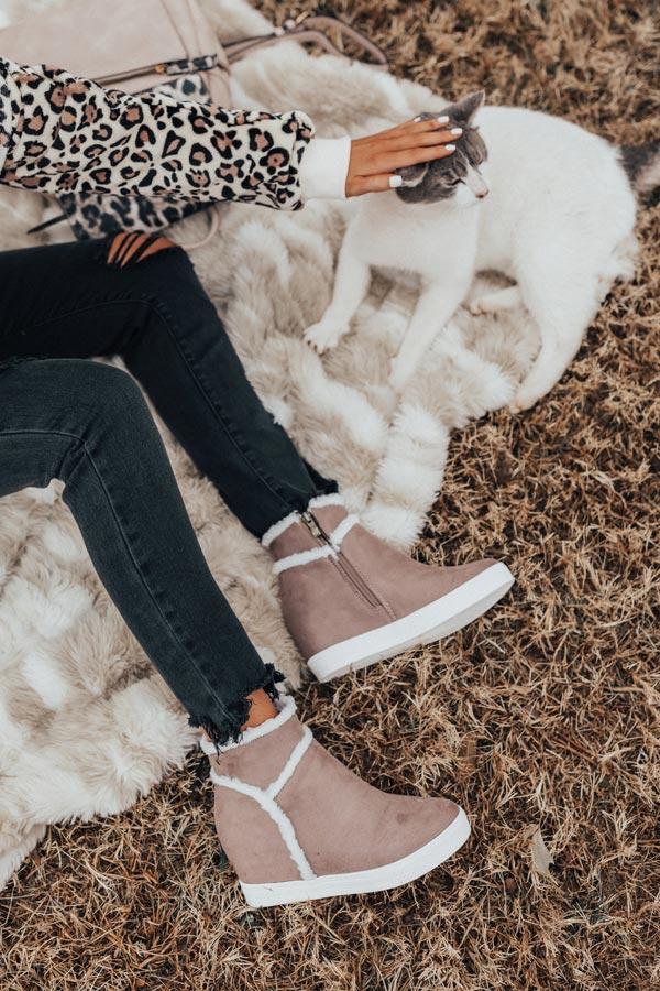 Impressions The Bryant Faux Suede Bootie In Taupe