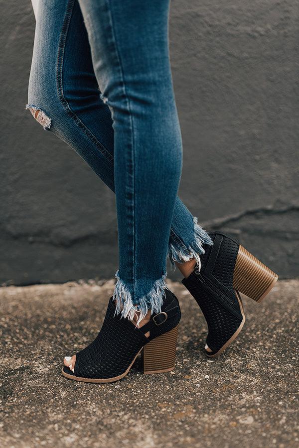 Impressions The Caitlyn Peep Toe Bootie In Black