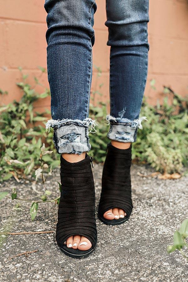 Impressions The Charlie Peep Toe Bootie In Black