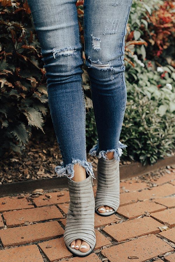 Impressions The Charlie Peep Toe Bootie In Grey