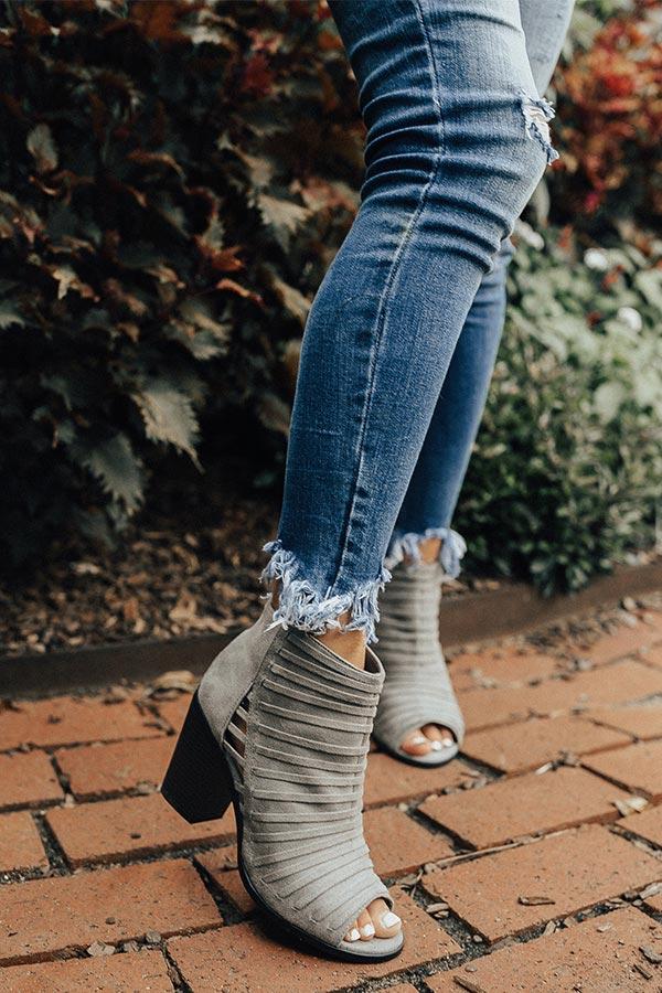 Impressions The Charlie Peep Toe Bootie In Grey