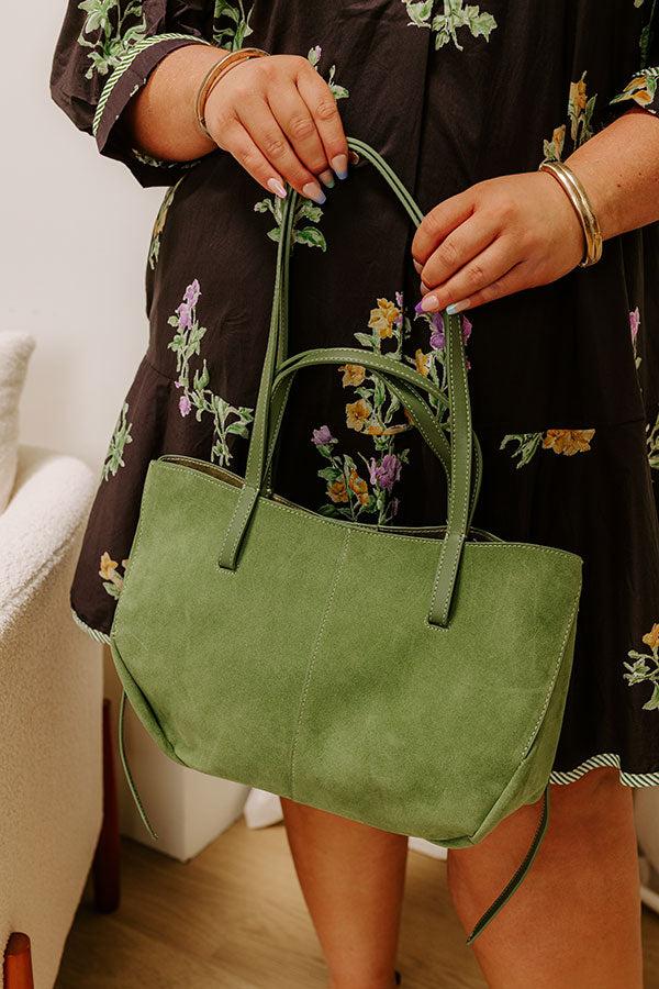 Impressions The City Life Faux Suede Tote In Sage