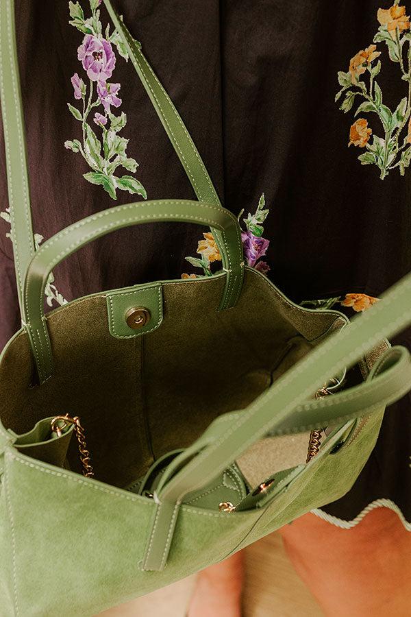 Impressions The City Life Faux Suede Tote In Sage