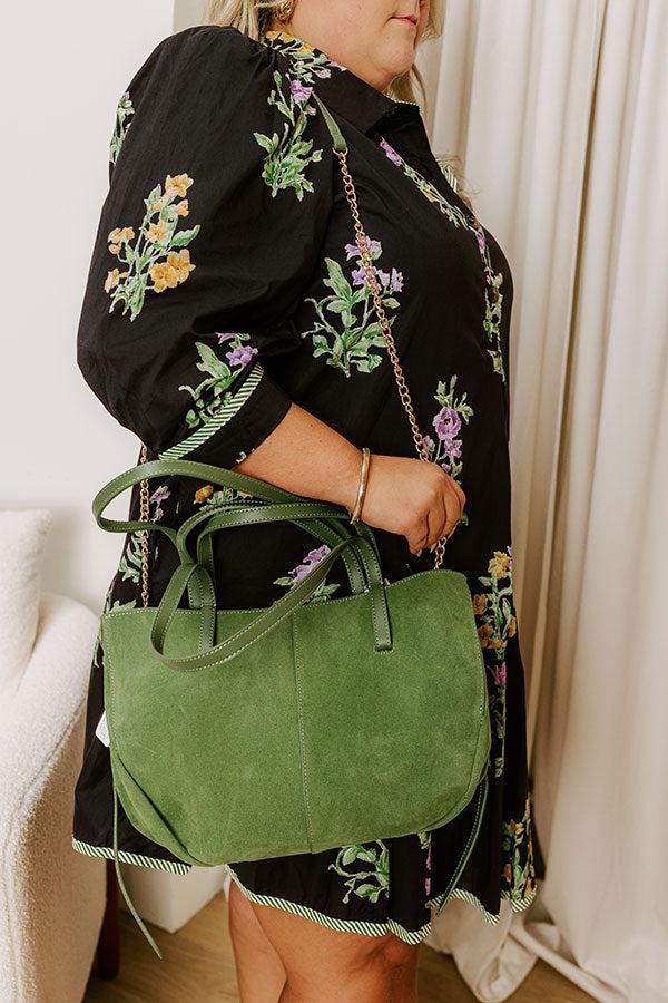 Impressions The City Life Faux Suede Tote In Sage