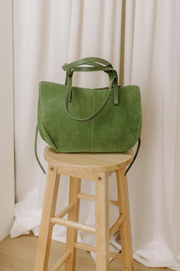 Impressions The City Life Faux Suede Tote in Sage