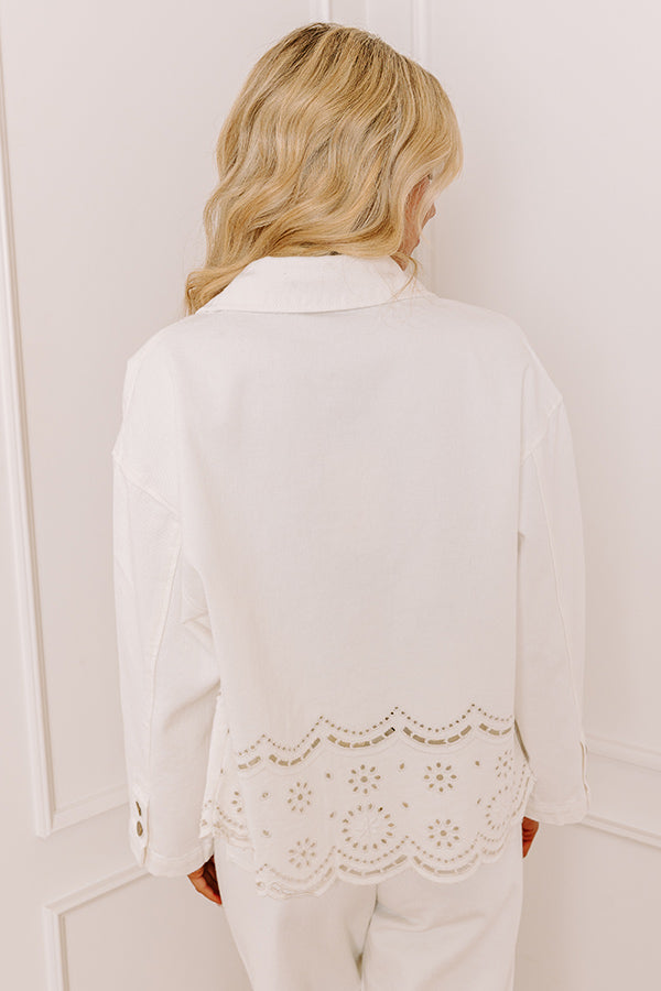 Impressions The Clara Eyelet Denim Jacket In White