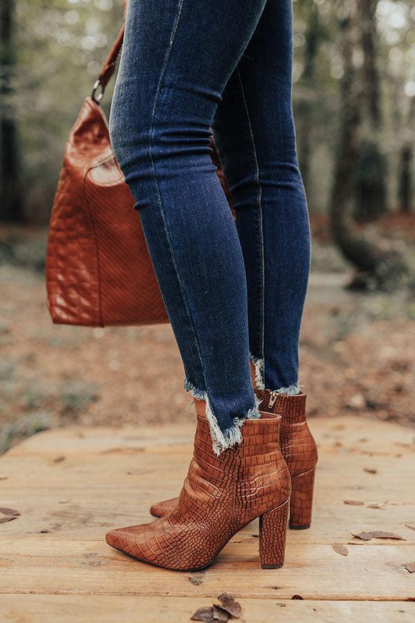 Impressions The Cora Faux Leather Bootie In Brown