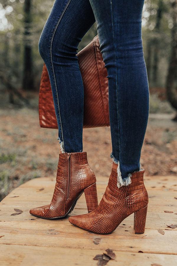 Impressions The Cora Faux Leather Bootie In Brown