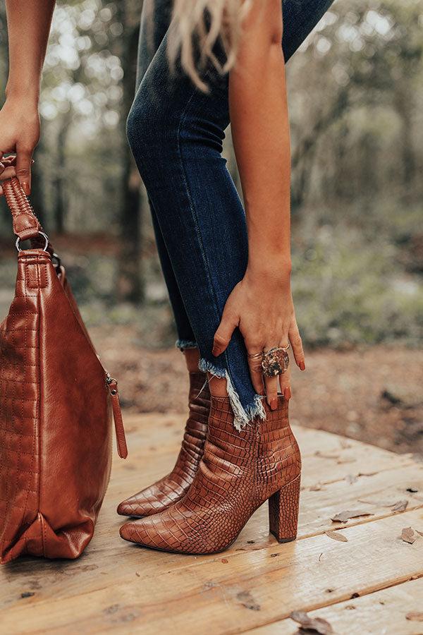 Impressions The Cora Faux Leather Bootie In Brown