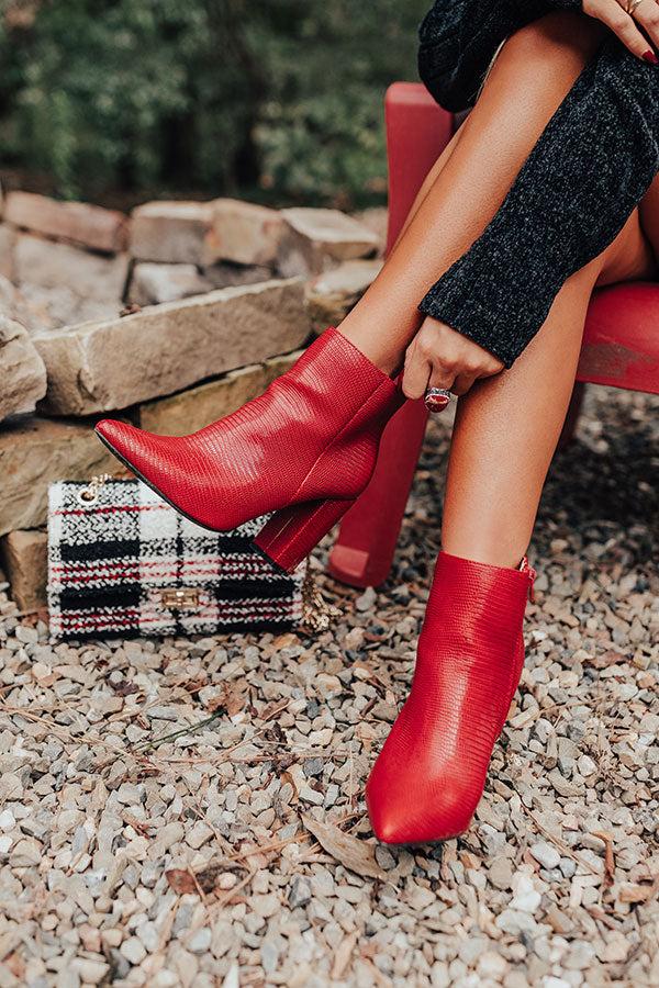 Impressions The Cora Faux Leather Bootie In Red