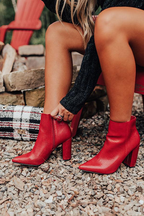 Impressions The Cora Faux Leather Bootie In Red
