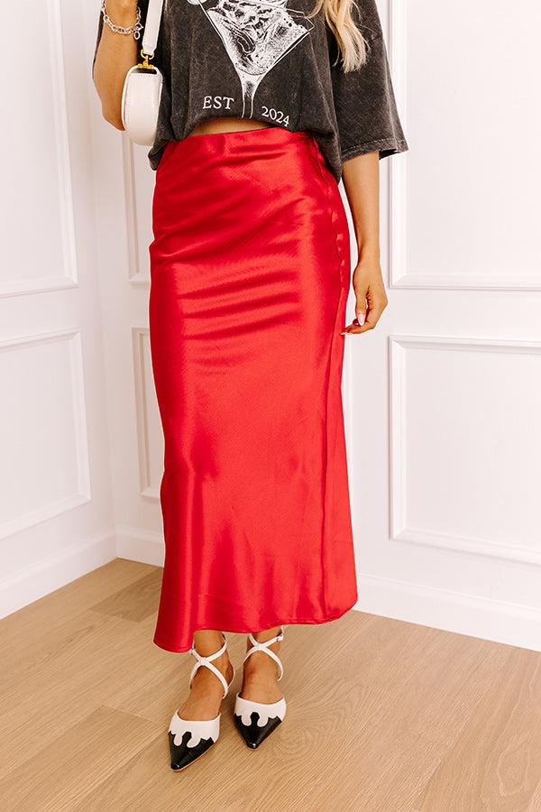 Impressions The Cristy High Waist Satin Midi Skirt