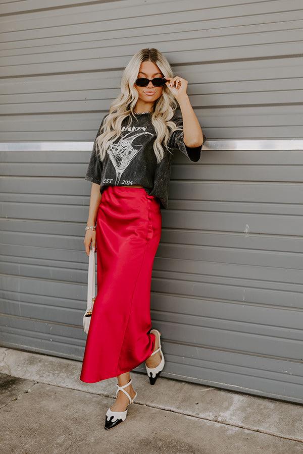 Impressions The Cristy High Waist Satin Midi Skirt