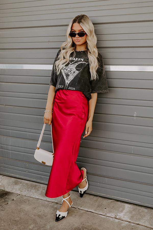 Impressions The Cristy High Waist Satin Midi Skirt