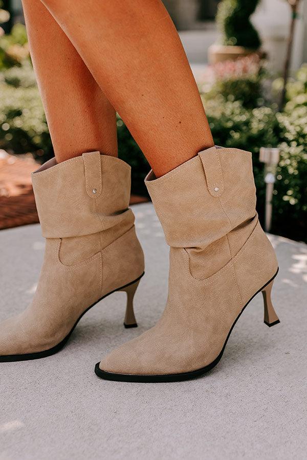 Impressions The Eliza Faux Nubuck Bootie In Khaki