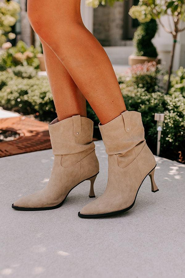 Impressions The Eliza Faux Nubuck Bootie In Khaki