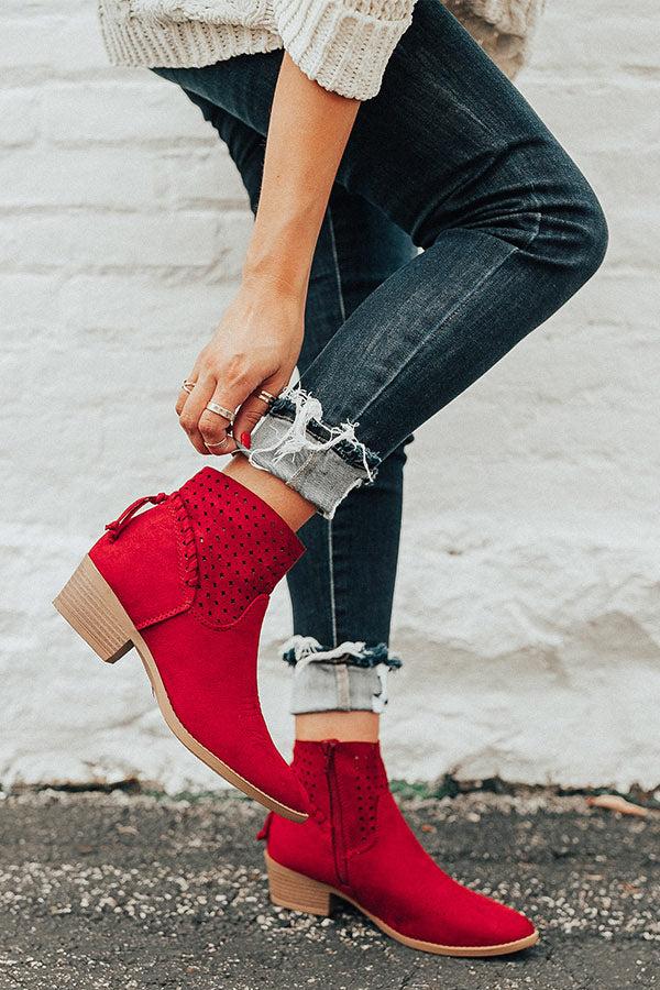Impressions The Ellis Faux Suede Bootie in Red