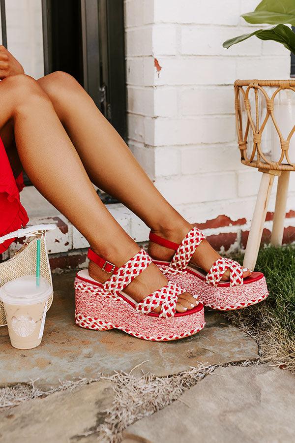 Impressions The Eloise Woven Platform Wedge in Red