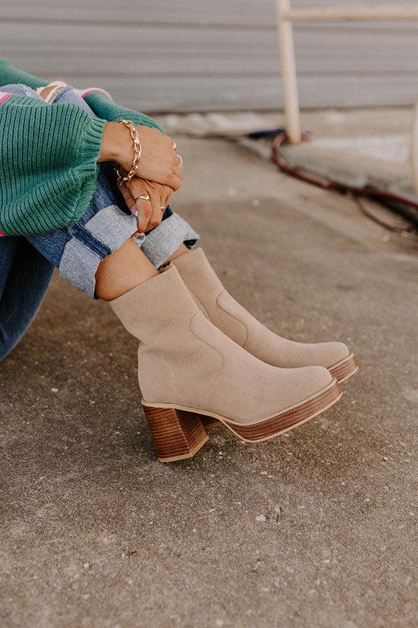 Impressions The Esther Faux Suede Bootie In Khaki