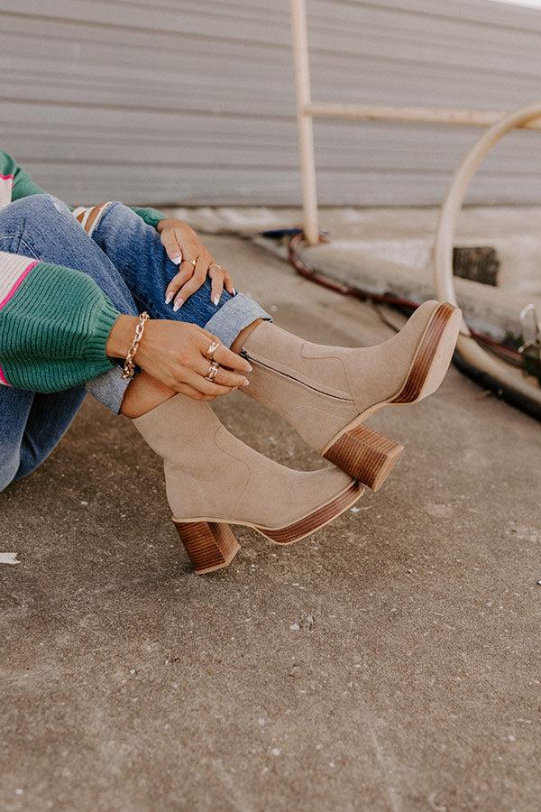 Impressions The Esther Faux Suede Bootie In Khaki