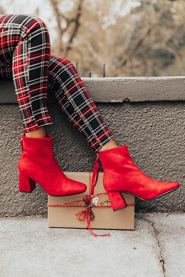 Impressions The Fabina Faux Suede Bootie In Red