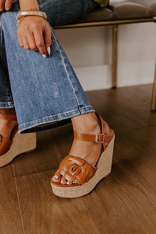 Impressions The Flora Faux Leather Wedge In Brown