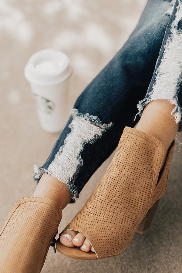 Impressions The Gabby Perforated Bootie In Tan
