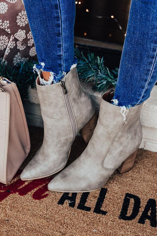 Impressions The Gia Faux Leather Bootie In Grey
