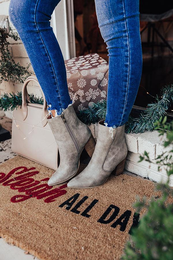 Impressions The Gia Faux Leather Bootie In Grey