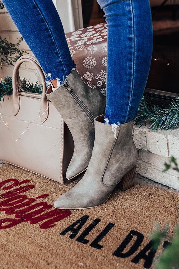 Impressions The Gia Faux Leather Bootie In Grey