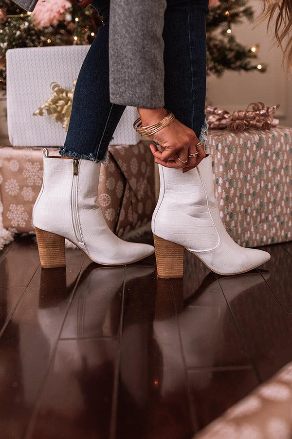 Impressions The Gia Faux Leather Bootie In White