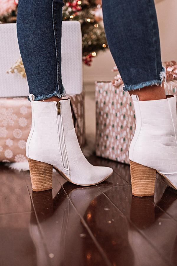 Impressions The Gia Faux Leather Bootie In White