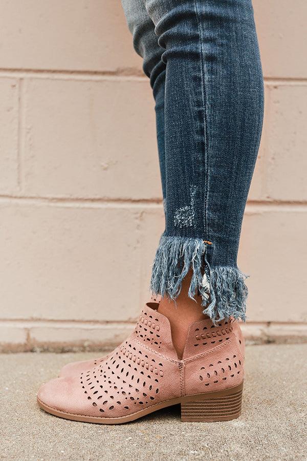Impressions The Jenna Perforated Bootie In Blush
