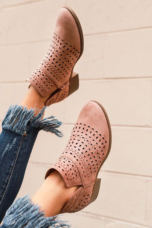 Impressions The Jenna Perforated Bootie In Blush