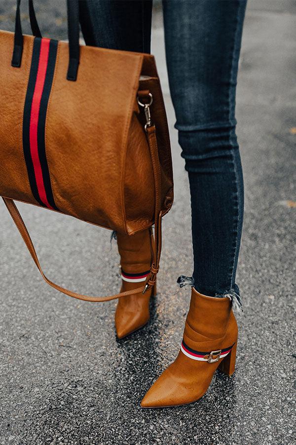 Impressions The Jet Set Faux Leather Bootie In Tan