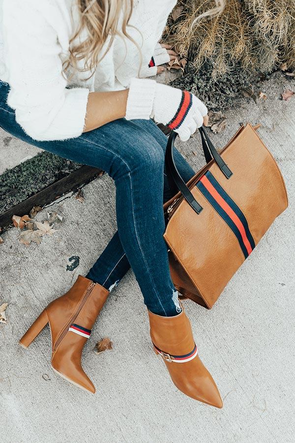 Impressions The Jet Set Faux Leather Bootie In Tan