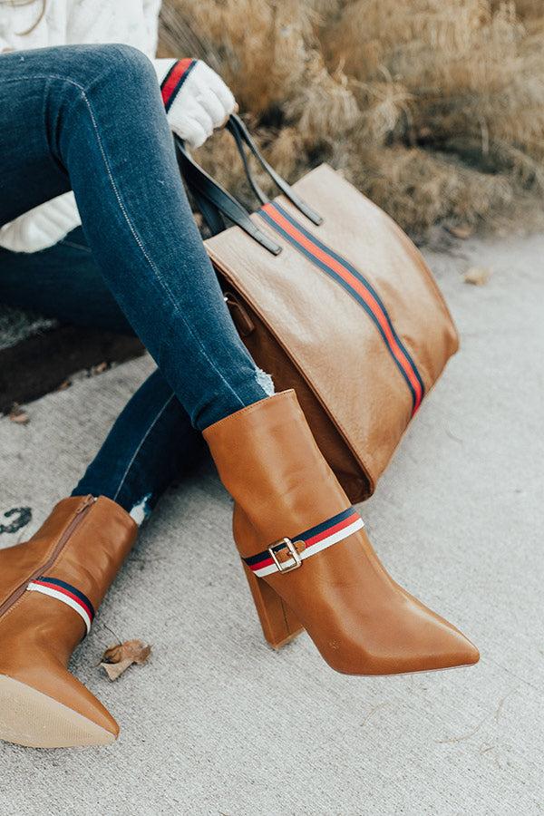 Impressions The Jet Set Faux Leather Bootie In Tan