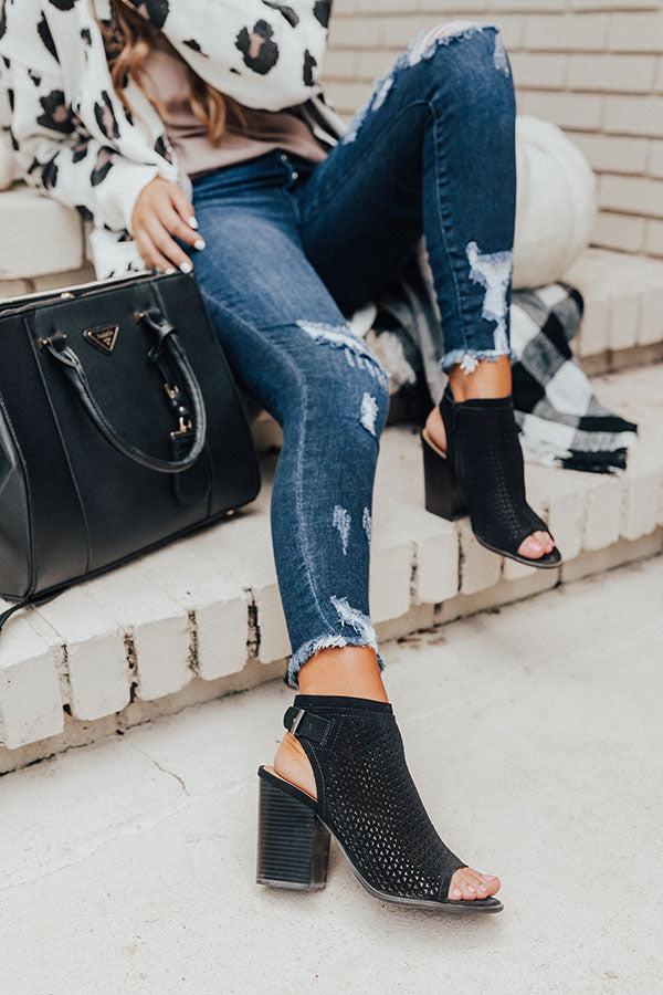 Impressions The Jillian Peep Toe Bootie In Black