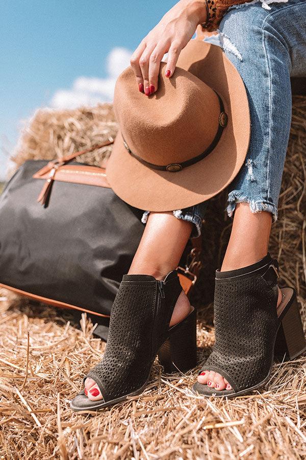 Impressions The Jillian Peep Toe Bootie In Black