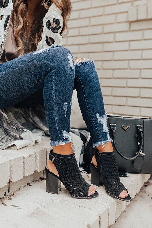 Impressions The Jillian Peep Toe Bootie In Black