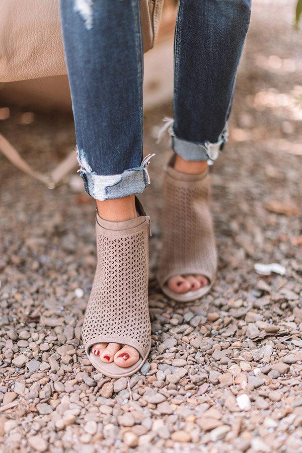 Impressions The Jillian Peep Toe Bootie In Taupe