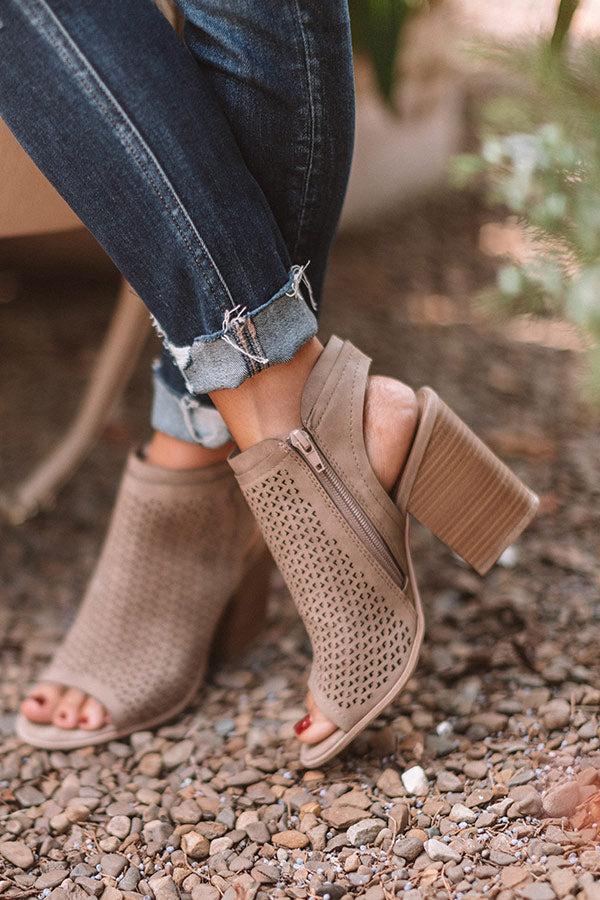 Impressions The Jillian Peep Toe Bootie In Taupe