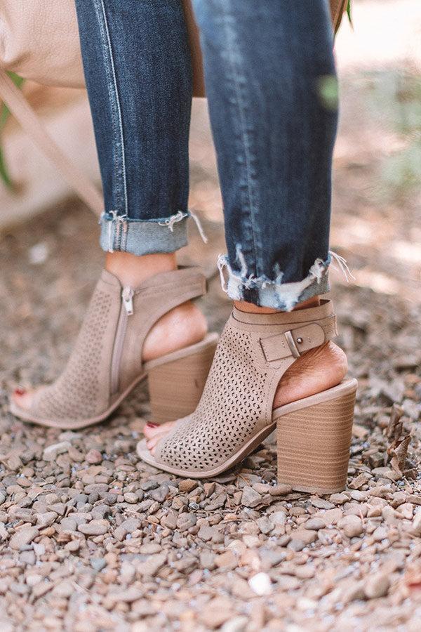 Impressions The Jillian Peep Toe Bootie In Taupe