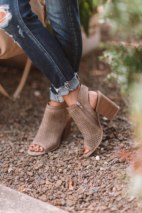 Impressions The Jillian Peep Toe Bootie In Taupe