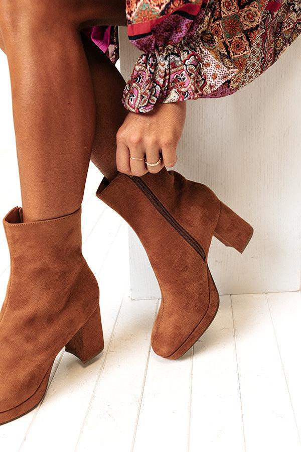 Impressions The Joplin Faux Suede Bootie In Brown