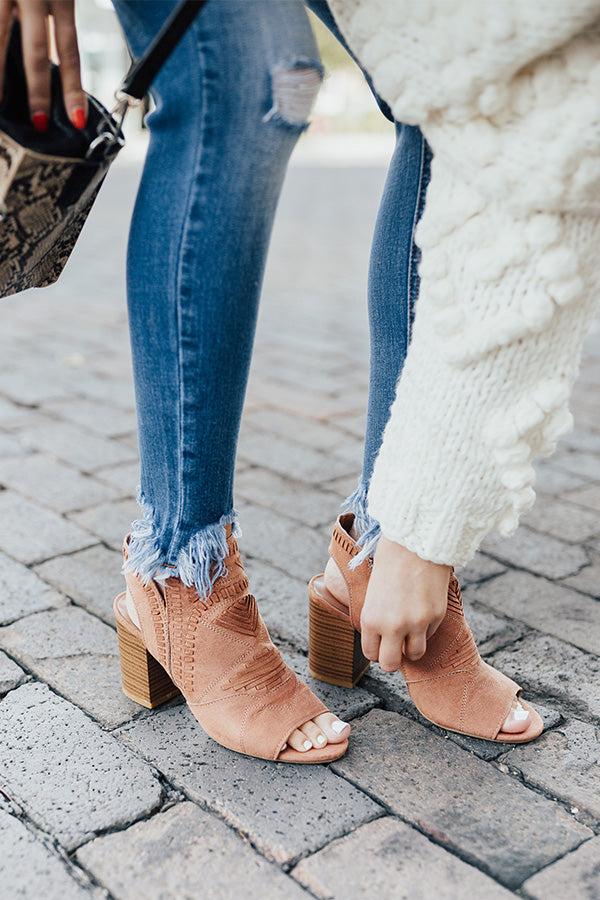 Impressions The Jude Peep Toe Bootie In Latte