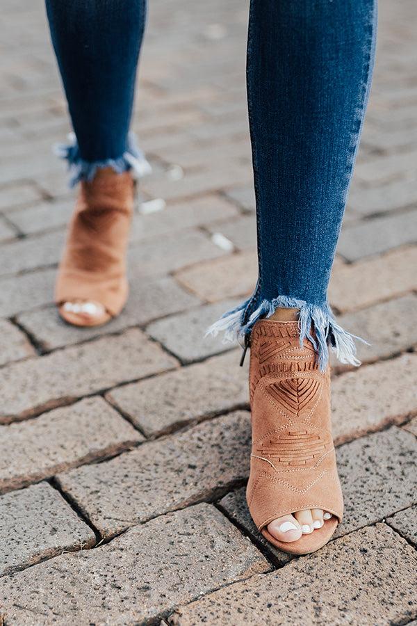 Impressions The Jude Peep Toe Bootie In Latte