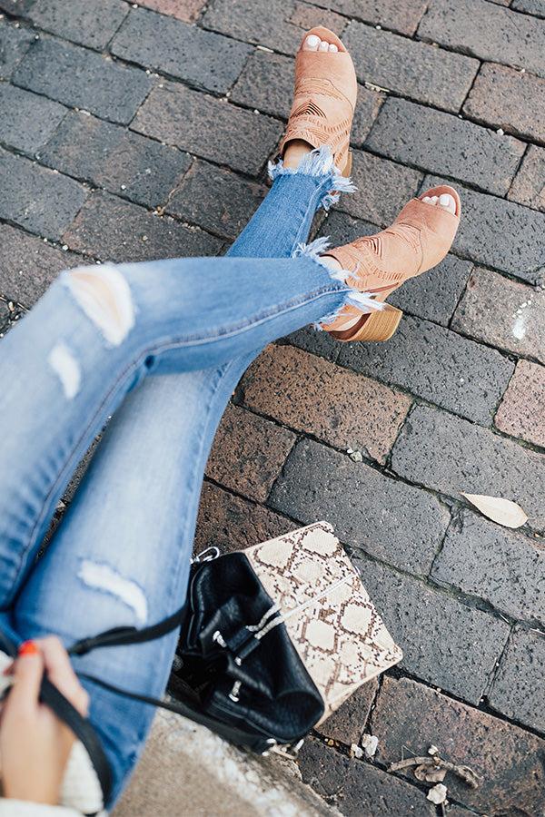 Impressions The Jude Peep Toe Bootie In Latte