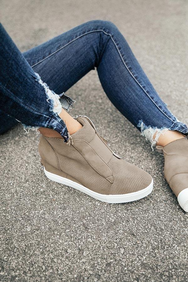 Impressions The Karlie Perforated Bootie In Taupe