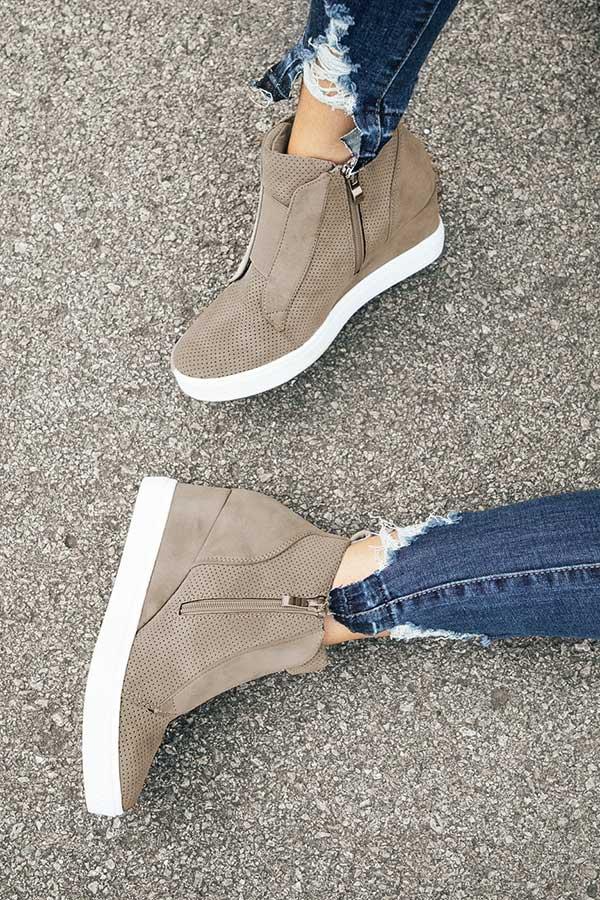 Impressions The Karlie Perforated Bootie In Taupe